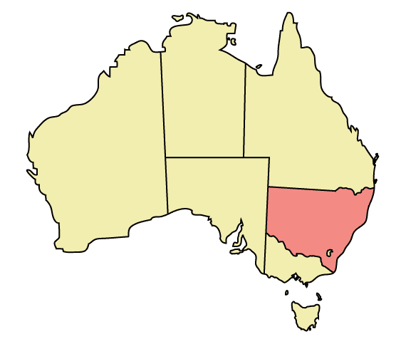 New South Wales in Australia: location on map